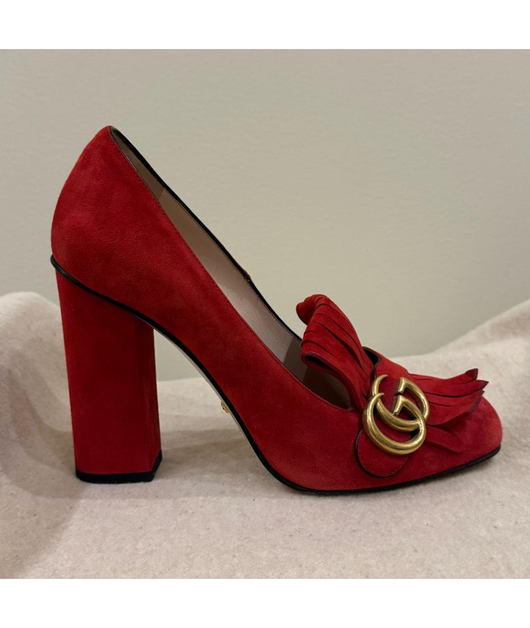 GUCCI Красные замшевые туфли, фото 7