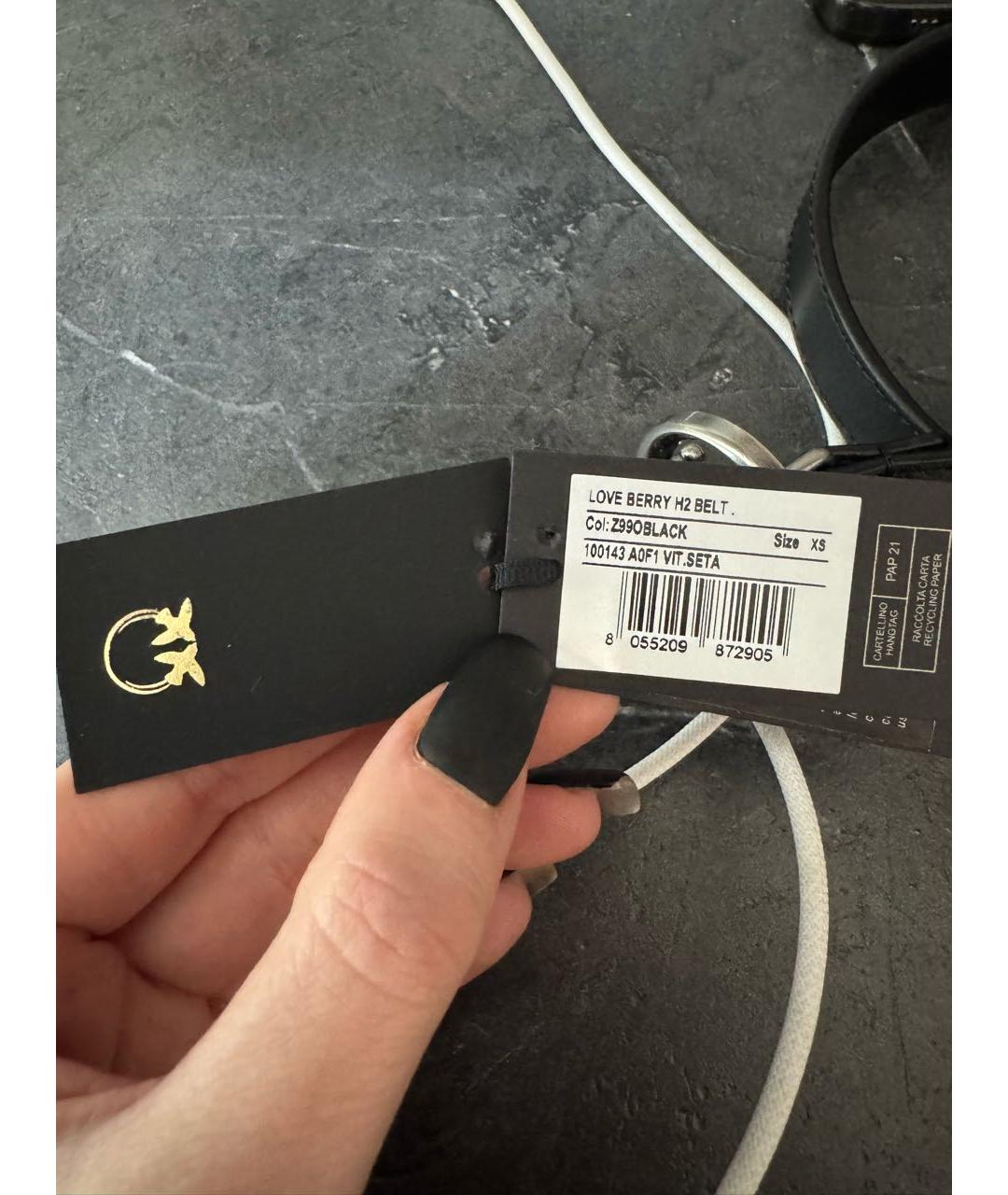 PINKO Черный кожаный ремень, фото 4