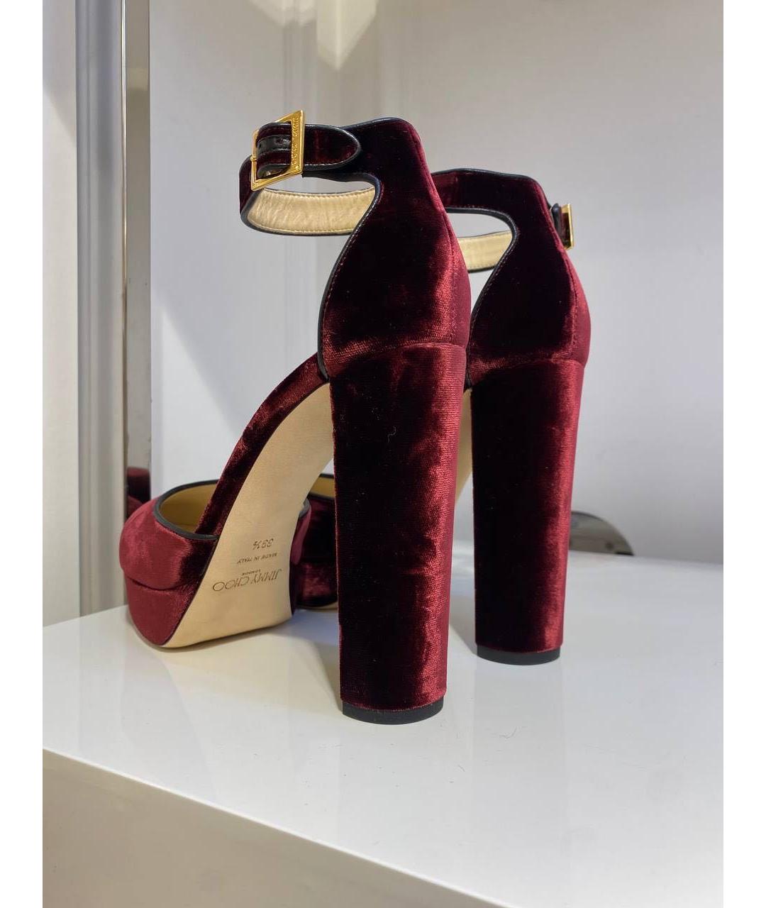 JIMMY CHOO Бордовые бархатные туфли, фото 3