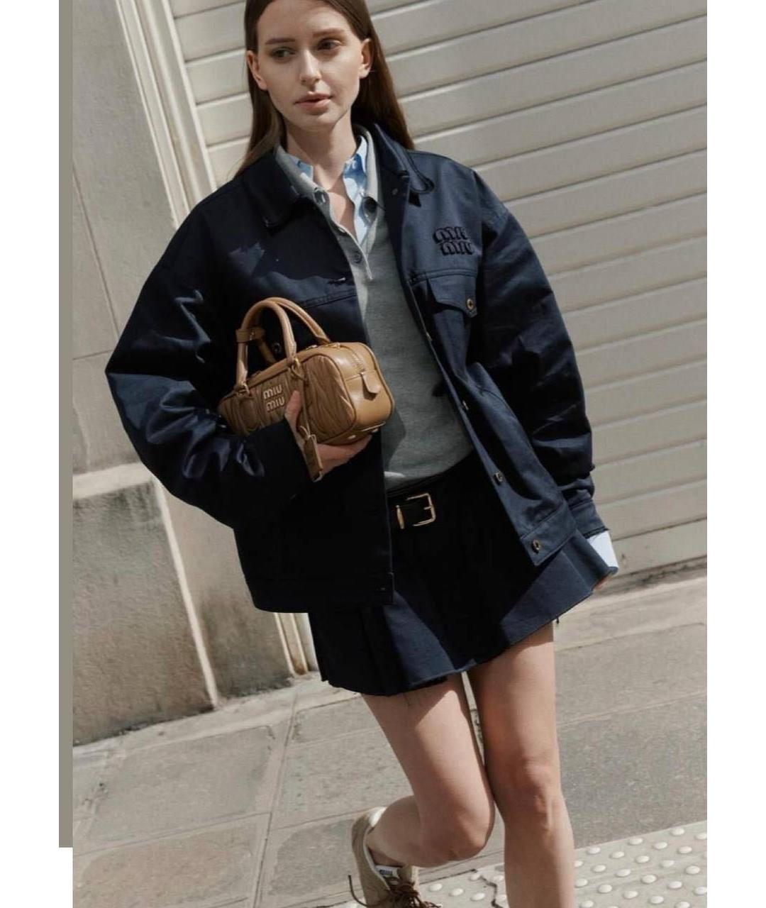 MIU MIU Бежевая кожаная сумка с короткими ручками, фото 6