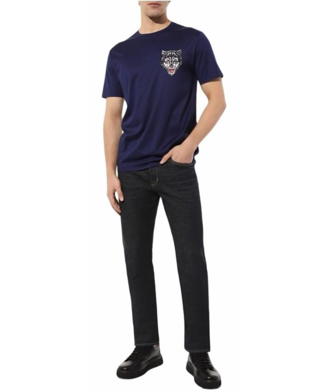 BILLIONAIRE Синяя хлопковая футболка, фото 6