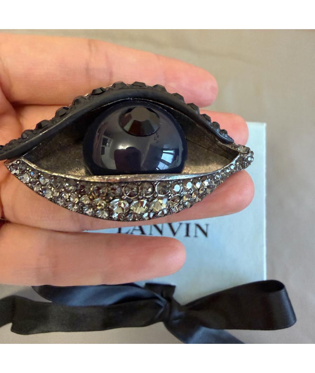 LANVIN Черная металлическая булавка / брошь, фото 4