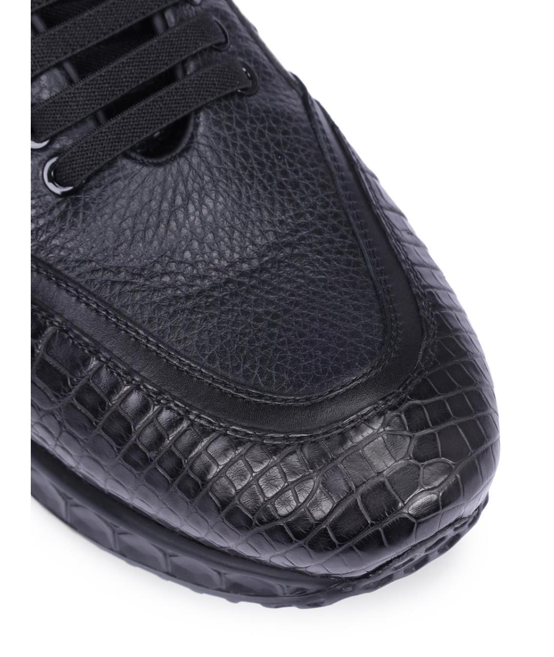 ARTIOLI Черные низкие кроссовки / кеды из экзотической кожи, фото 5