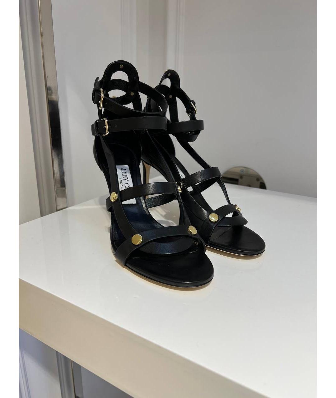 JIMMY CHOO Черные кожаные босоножки, фото 2