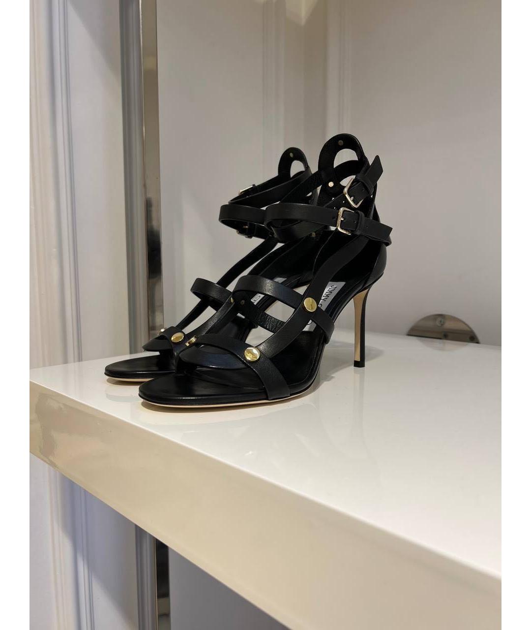 JIMMY CHOO Черные кожаные босоножки, фото 4