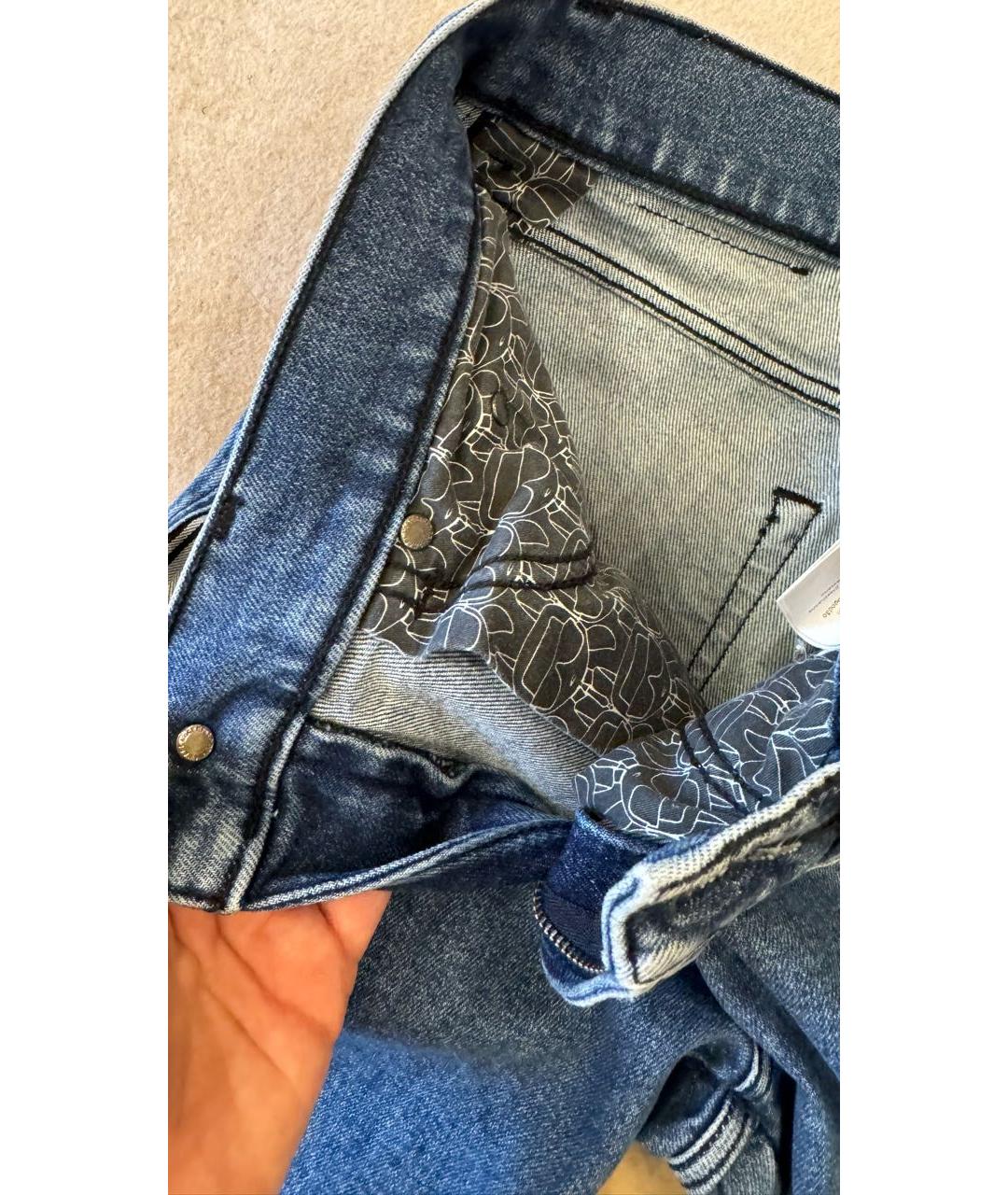 KARL LAGERFELD Синие хлопковые прямые джинсы, фото 3