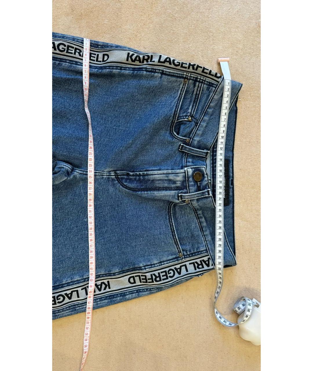 KARL LAGERFELD Синие хлопковые прямые джинсы, фото 5