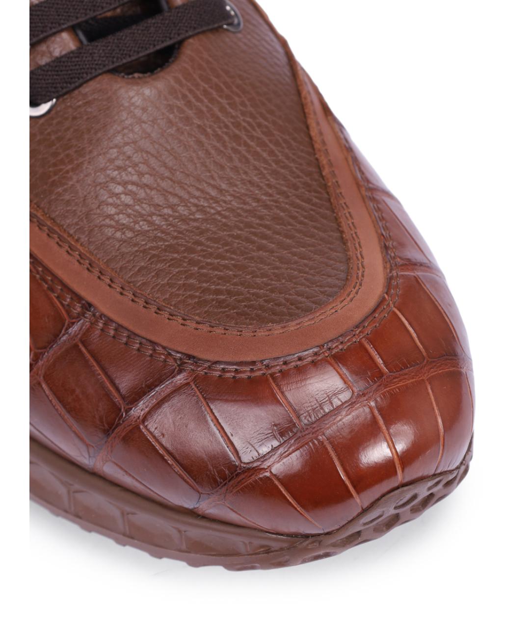 ARTIOLI Оранжевое низкие кроссовки / кеды из экзотической кожи, фото 4