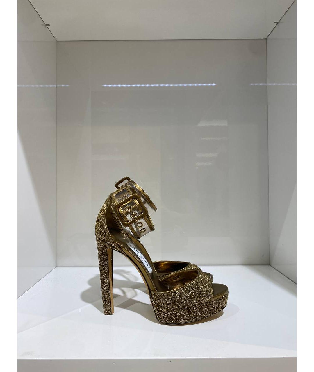 JIMMY CHOO Золотые босоножки, фото 3