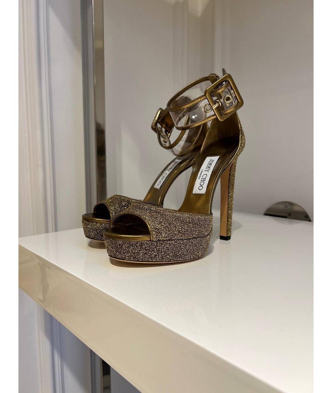 JIMMY CHOO Золотые босоножки, фото 2