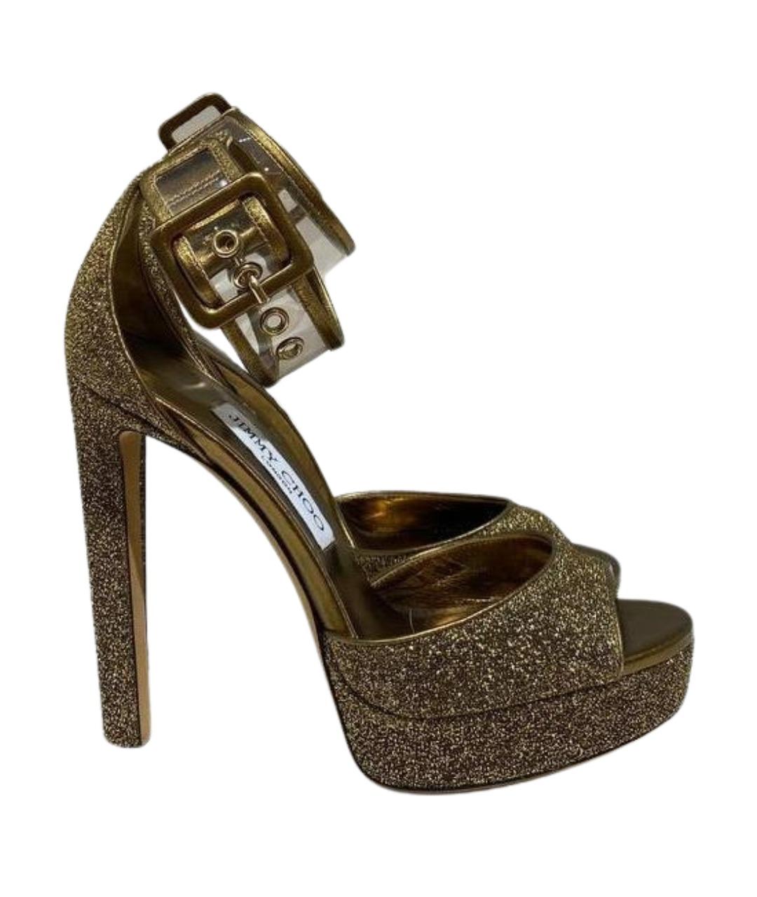 JIMMY CHOO Золотые босоножки, фото 1