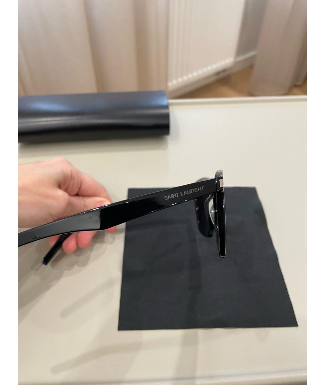 SAINT LAURENT Черные пластиковые солнцезащитные очки, фото 2