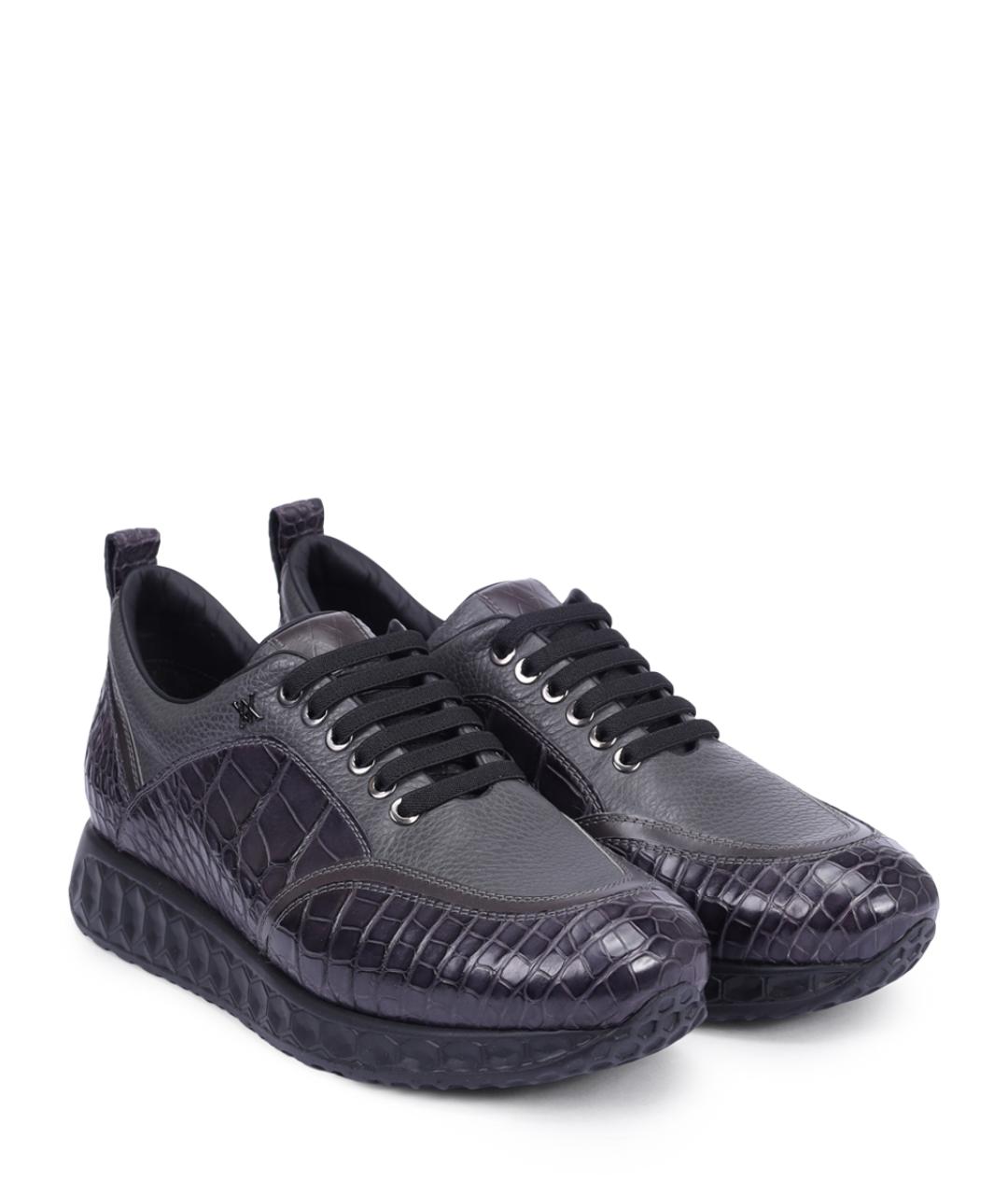 ARTIOLI Серые низкие кроссовки / кеды из экзотической кожи, фото 2