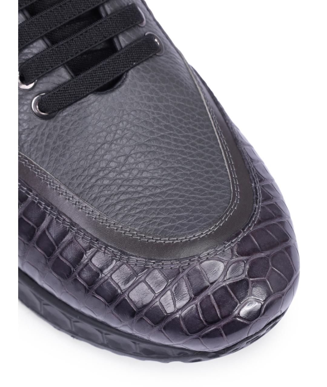 ARTIOLI Серые низкие кроссовки / кеды из экзотической кожи, фото 5