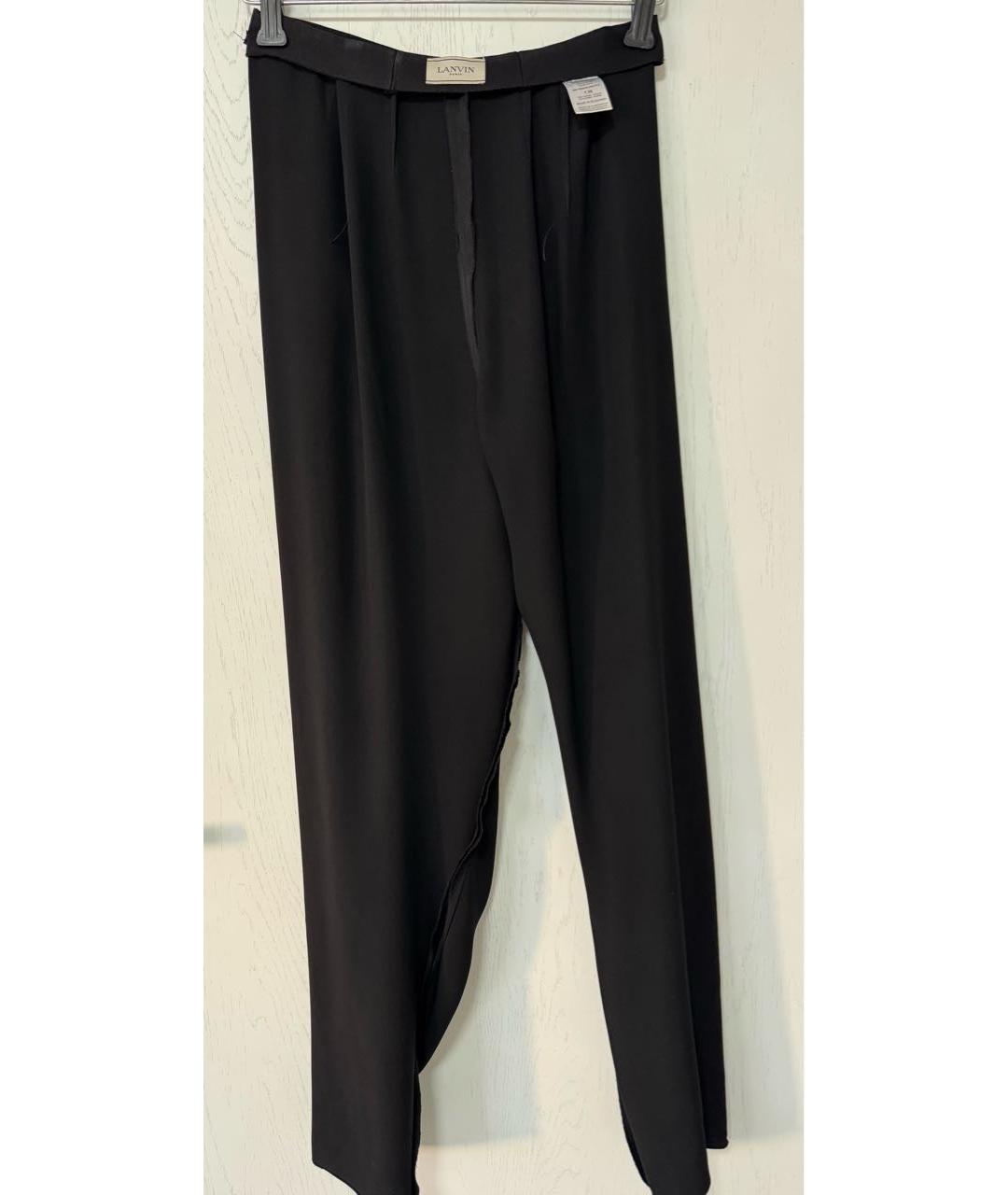 LANVIN Черные вискозные брюки широкие, фото 5