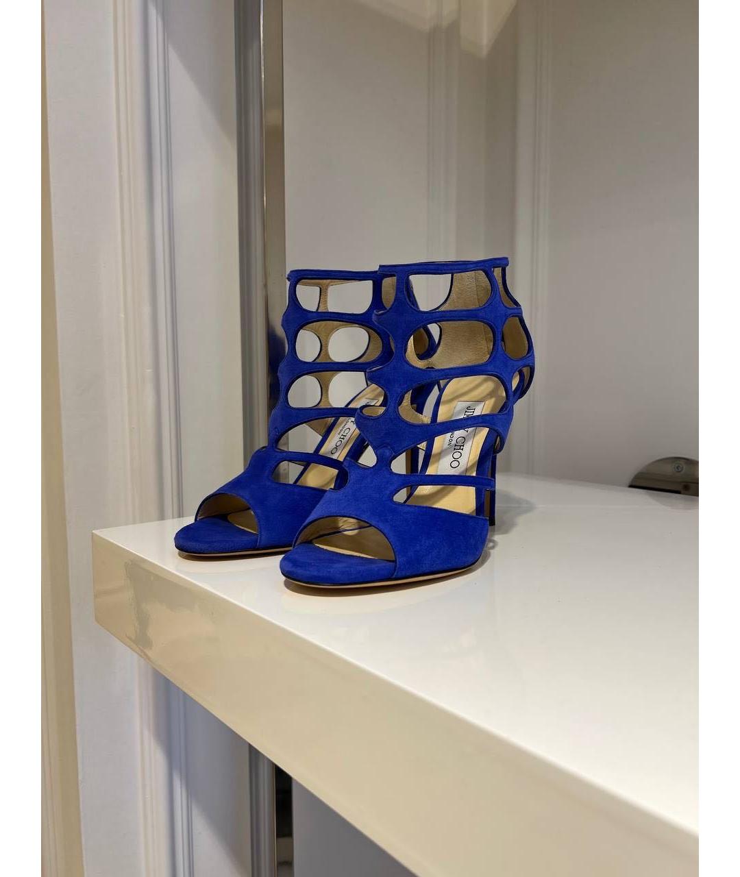 JIMMY CHOO Синие замшевые босоножки, фото 2