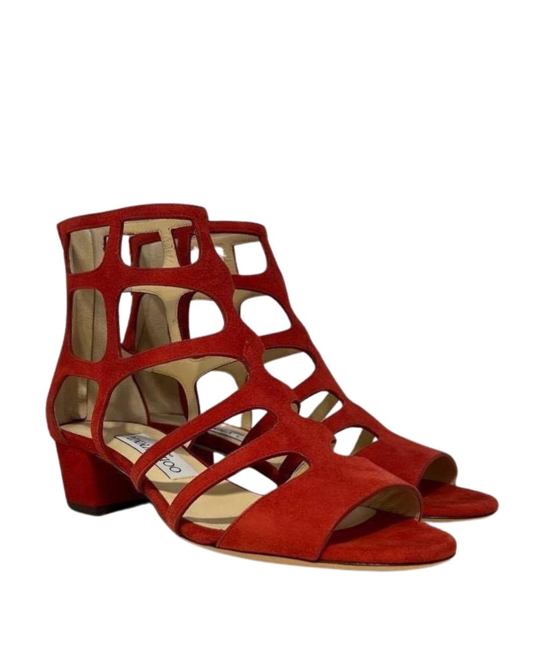 JIMMY CHOO Красные замшевые босоножки, фото 1