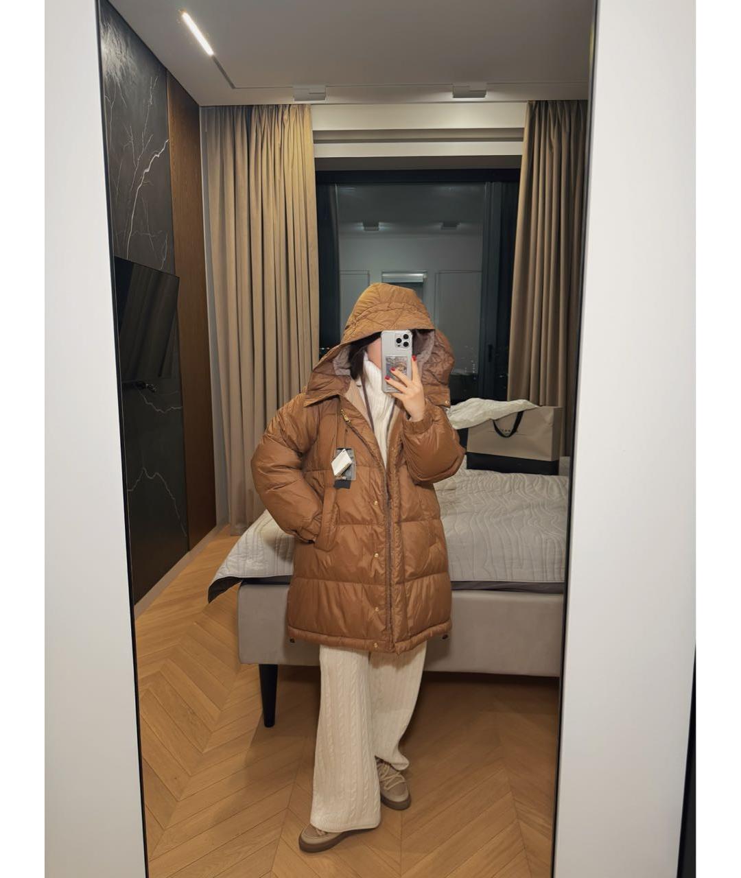 WEEKEND MAX MARA Коричневый полиэстеровый пуховик, фото 8