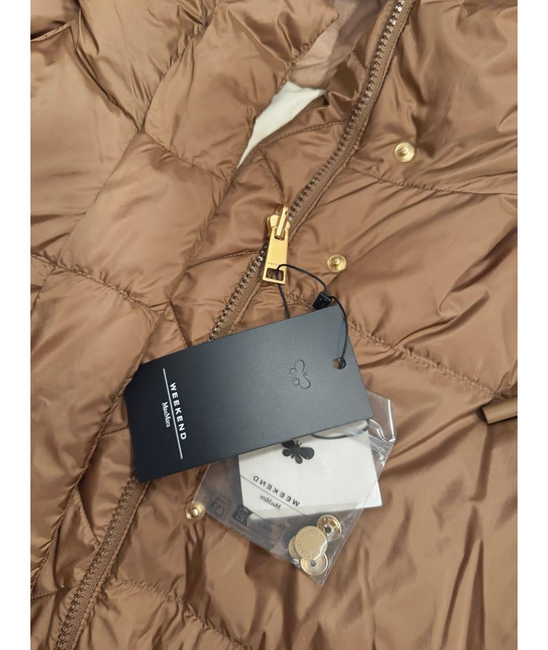 WEEKEND MAX MARA Коричневый полиэстеровый пуховик, фото 3