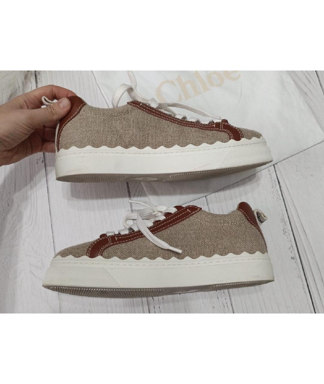 CHLOE Бежевые текстильные кеды, фото 7