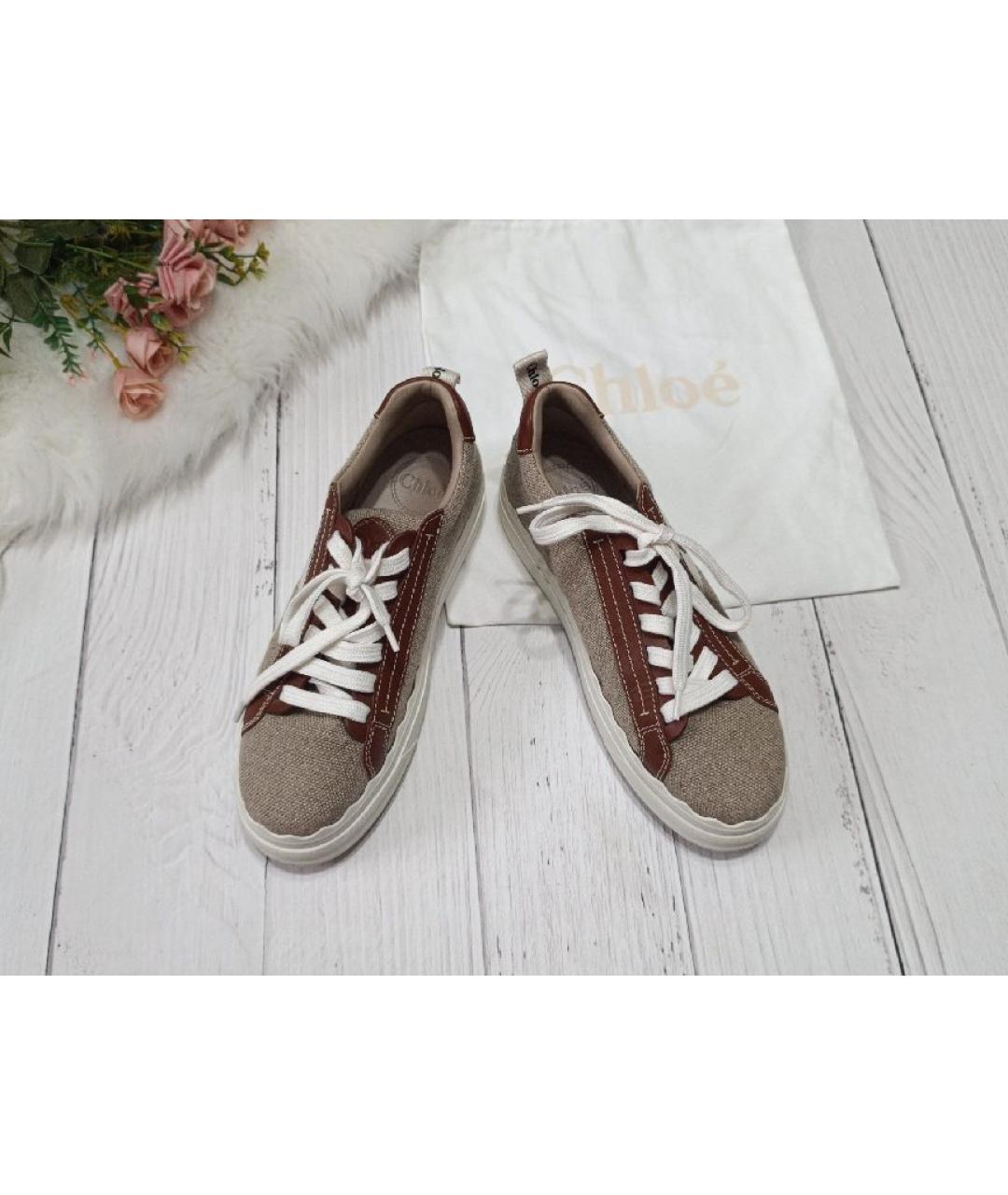 CHLOE Бежевые текстильные кеды, фото 3