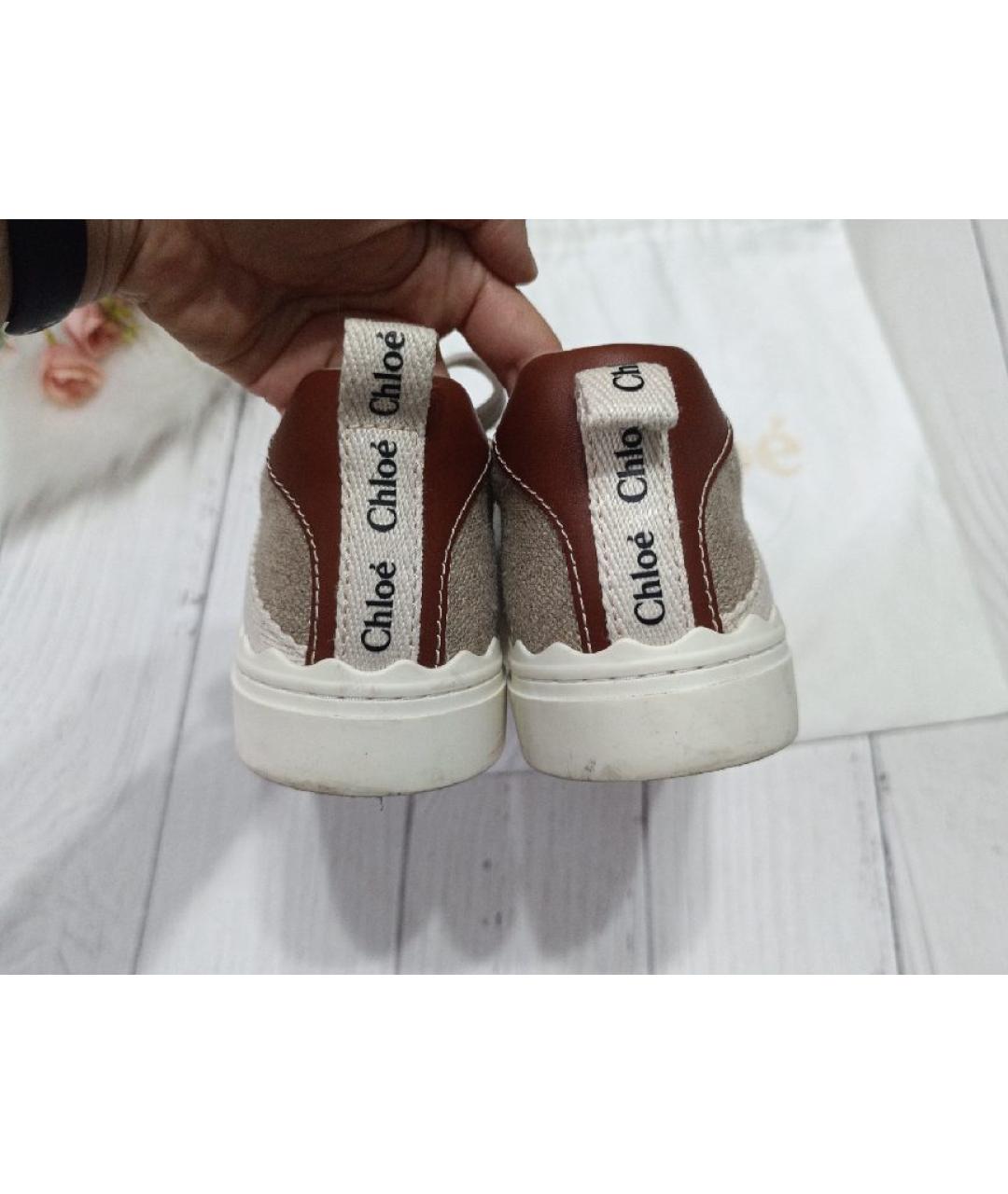 CHLOE Бежевые текстильные кеды, фото 4
