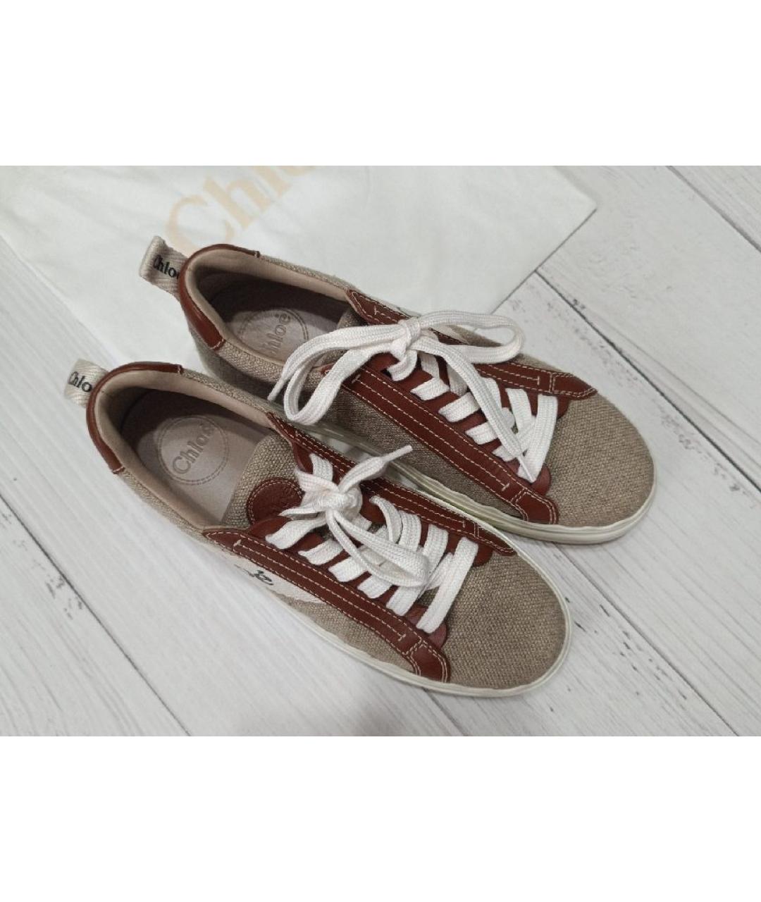 CHLOE Бежевые текстильные кеды, фото 2