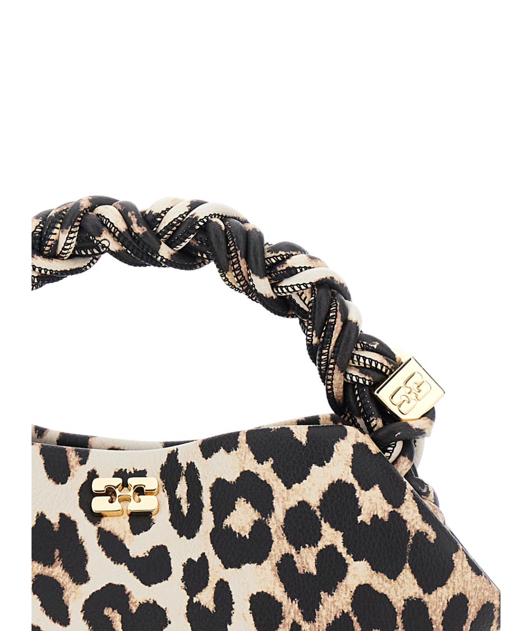 GANNI Коричневая синтетическая сумка с короткими ручками, фото 3