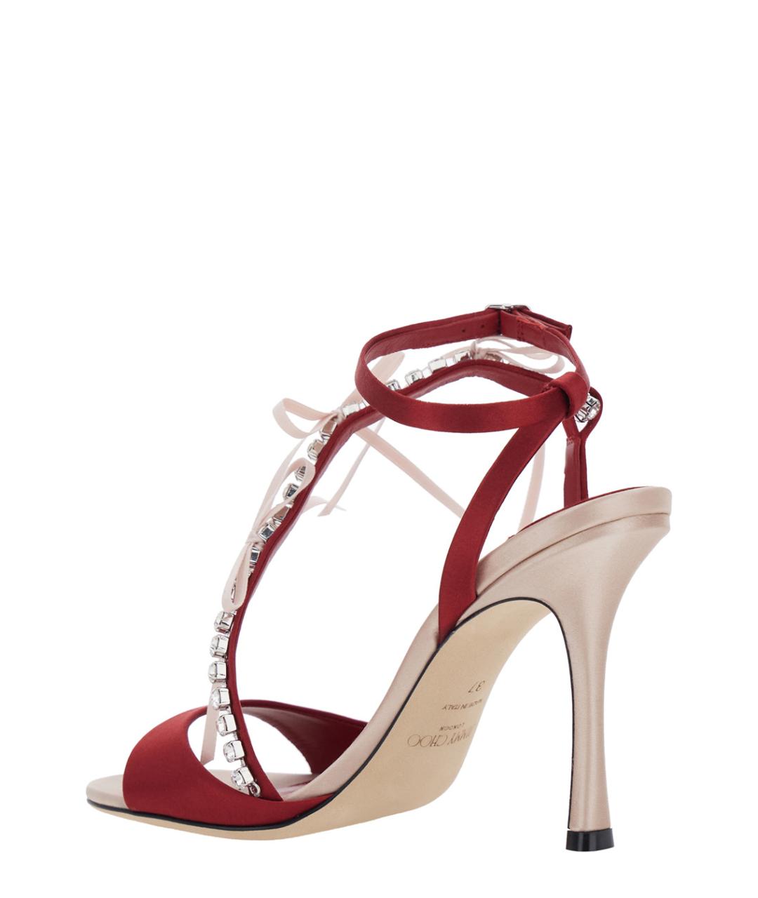 JIMMY CHOO Красные текстильные босоножки, фото 3