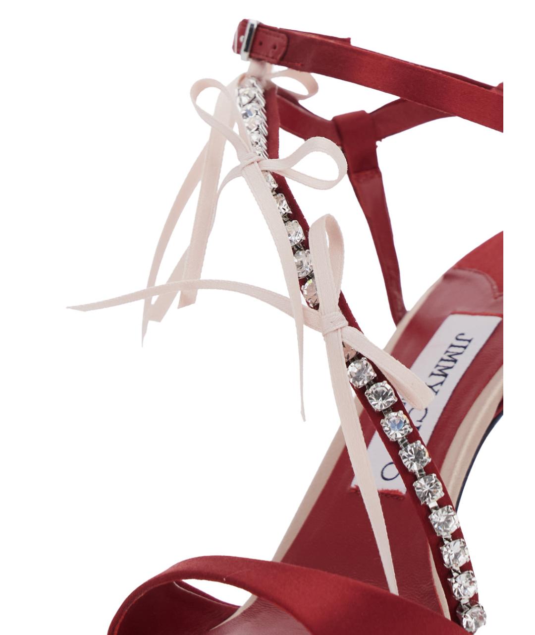 JIMMY CHOO Красные текстильные босоножки, фото 4