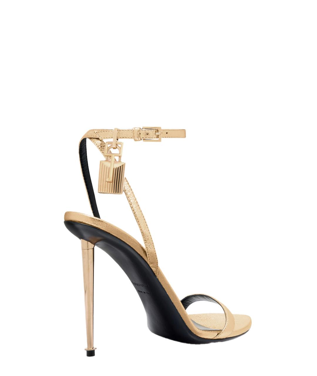 TOM FORD Золотые кожаные босоножки, фото 3