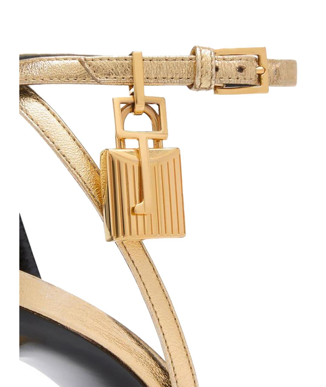 TOM FORD Золотые кожаные босоножки, фото 5