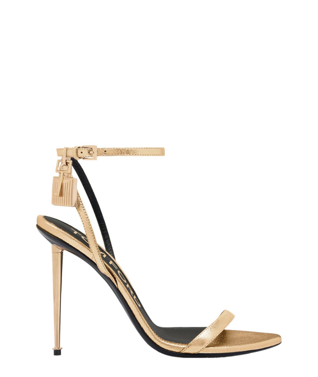 TOM FORD Золотые кожаные босоножки, фото 1