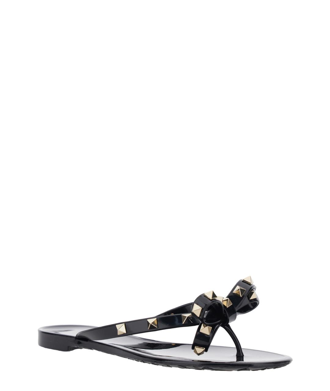 VALENTINO Черные кожаные шлепанцы, фото 2