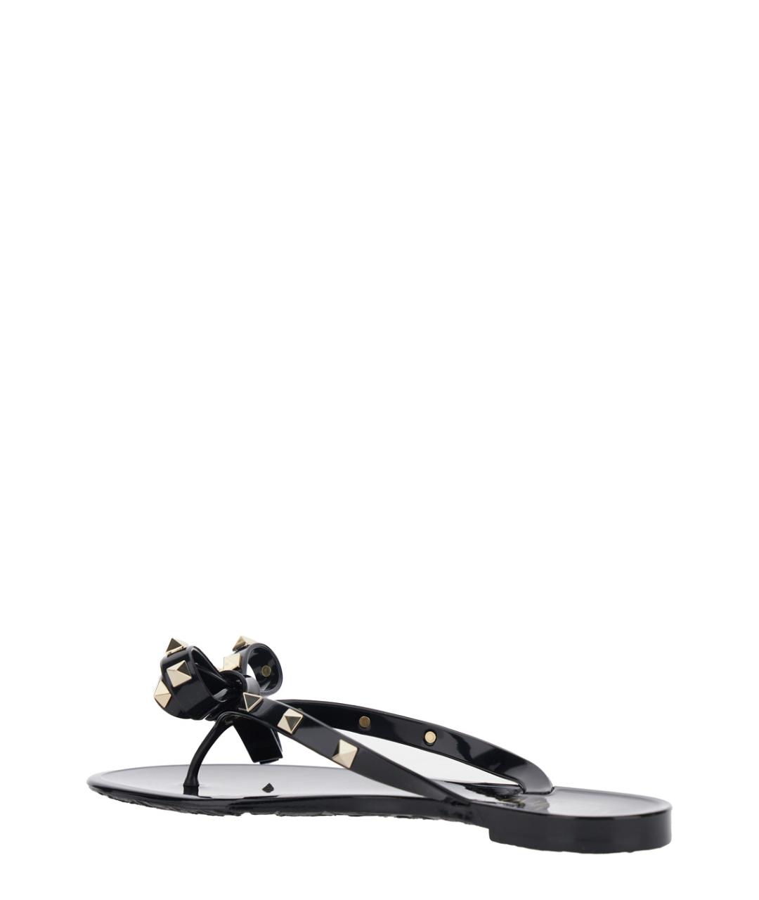 VALENTINO Черные кожаные шлепанцы, фото 3