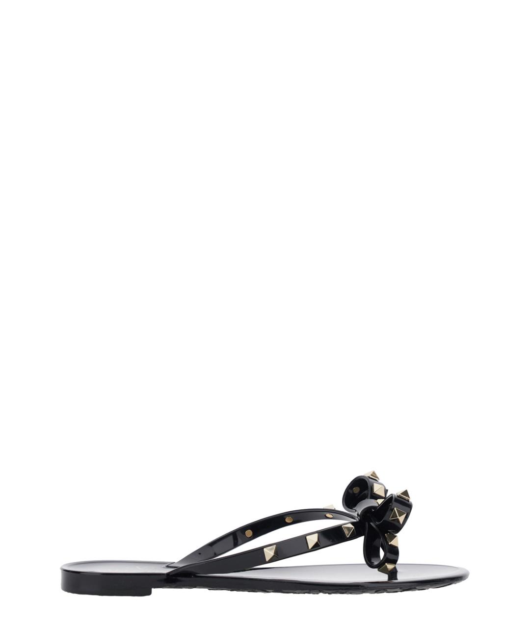 VALENTINO Черные кожаные шлепанцы, фото 1
