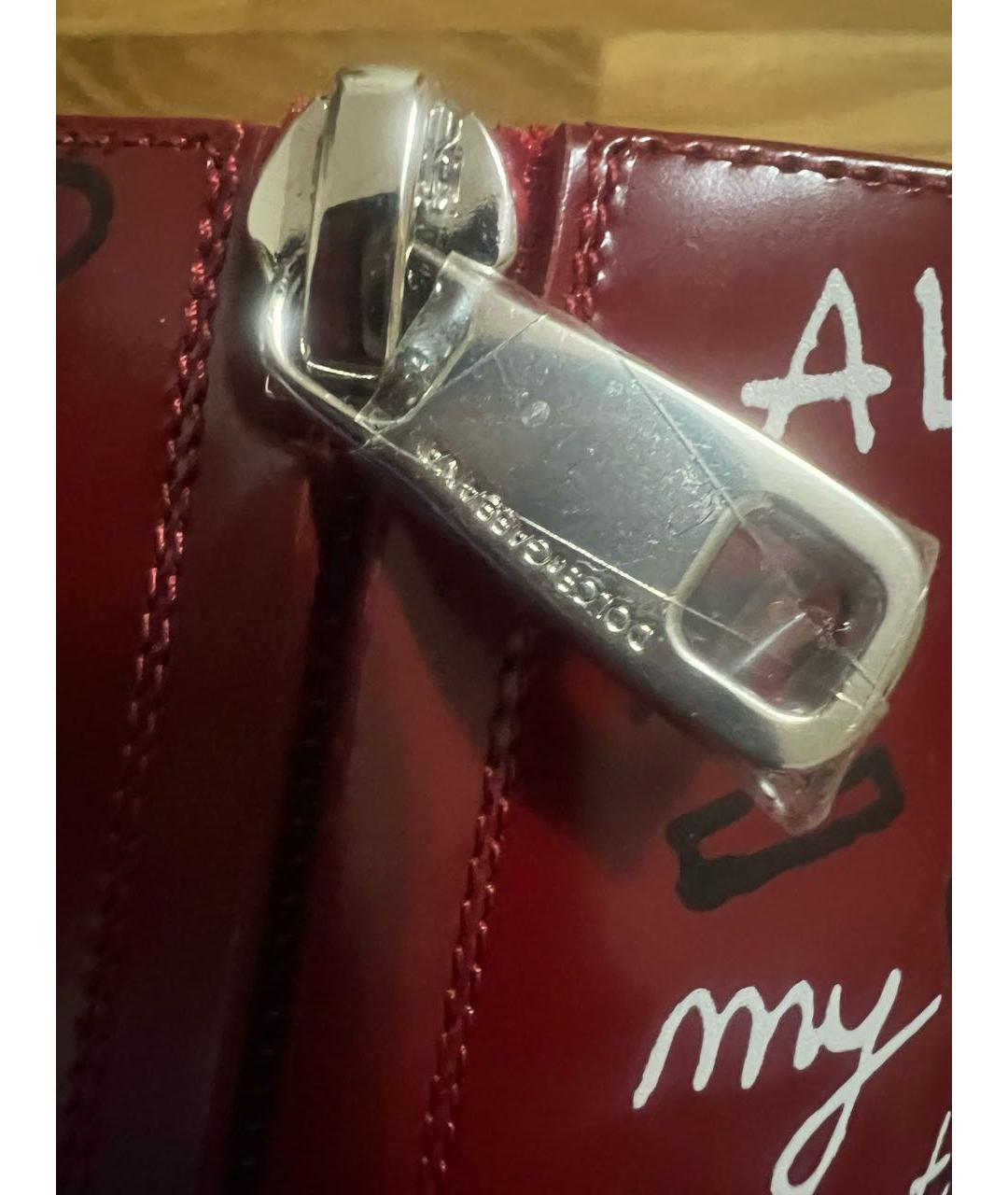 DOLCE&GABBANA Бордовые кожаные ботильоны, фото 8