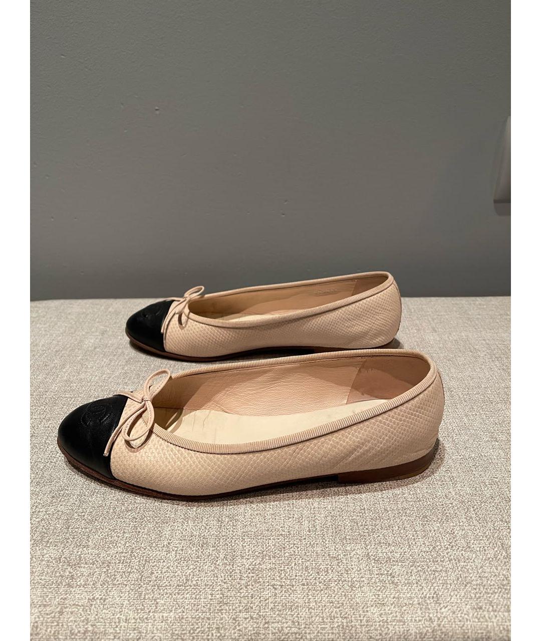 CHANEL Бежевые кожаные балетки, фото 7