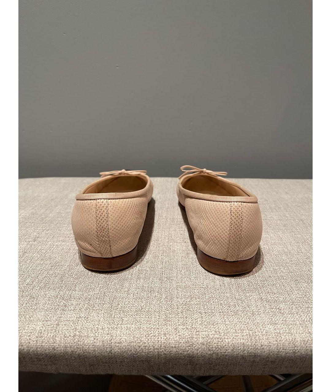 CHANEL Бежевые кожаные балетки, фото 4