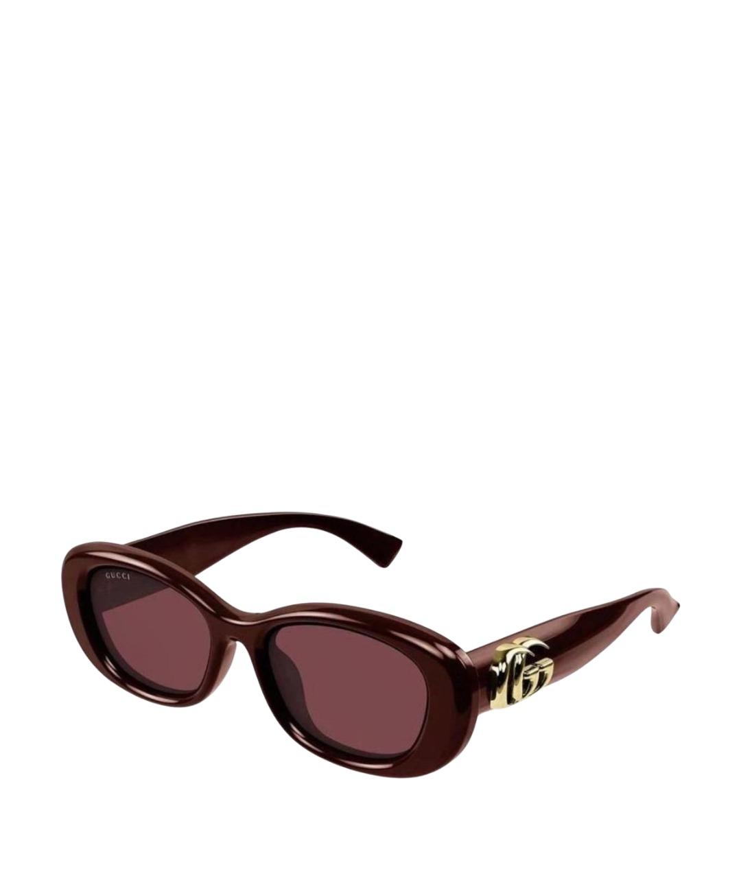 GUCCI Бордовые пластиковые солнцезащитные очки, фото 1