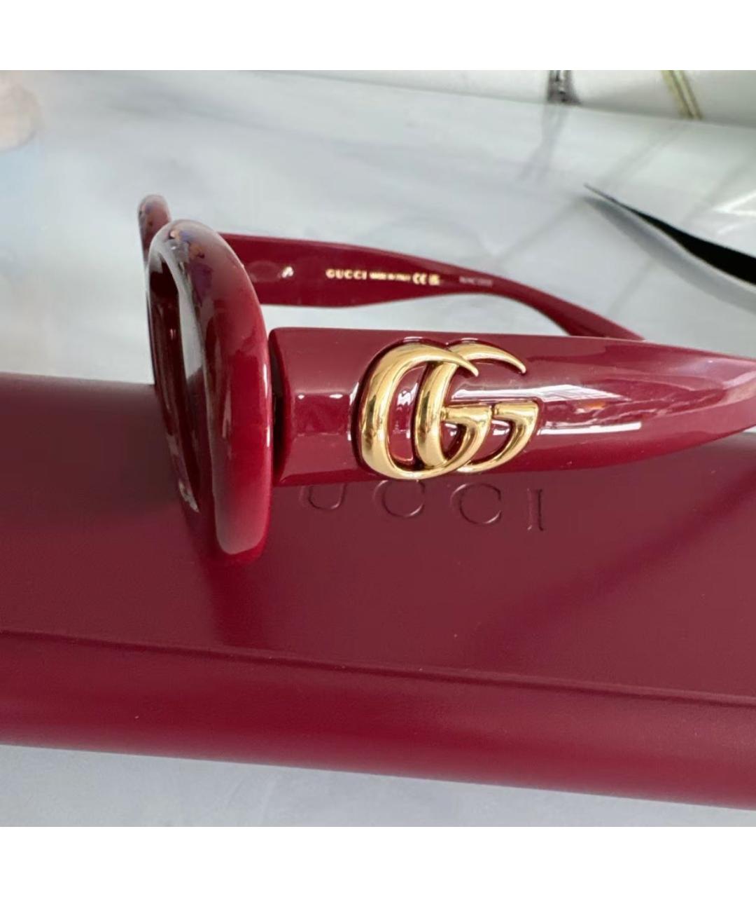 GUCCI Бордовые пластиковые солнцезащитные очки, фото 4