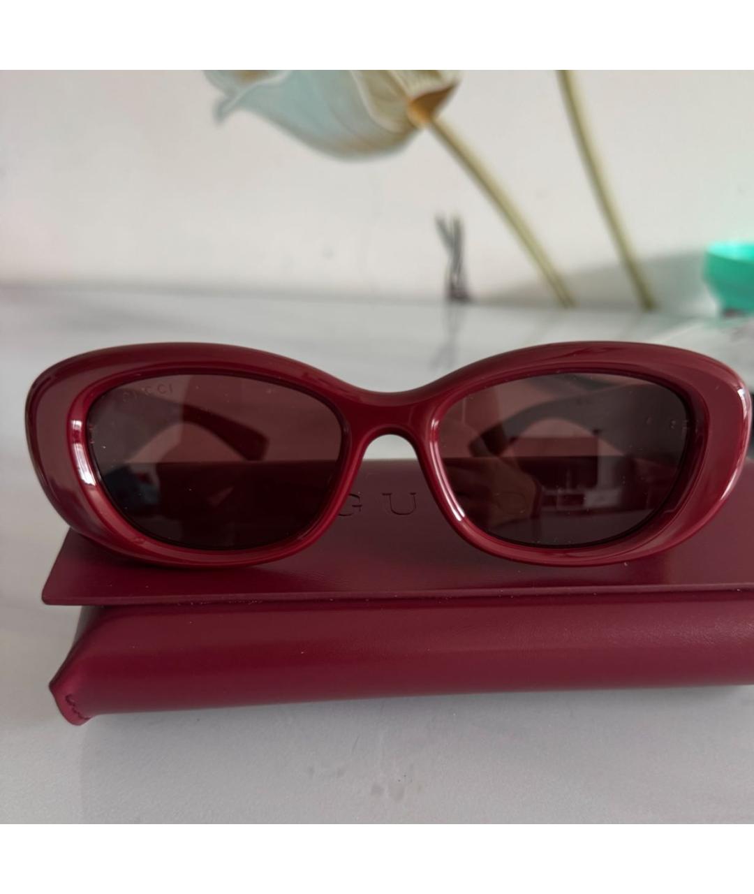 GUCCI Бордовые пластиковые солнцезащитные очки, фото 3