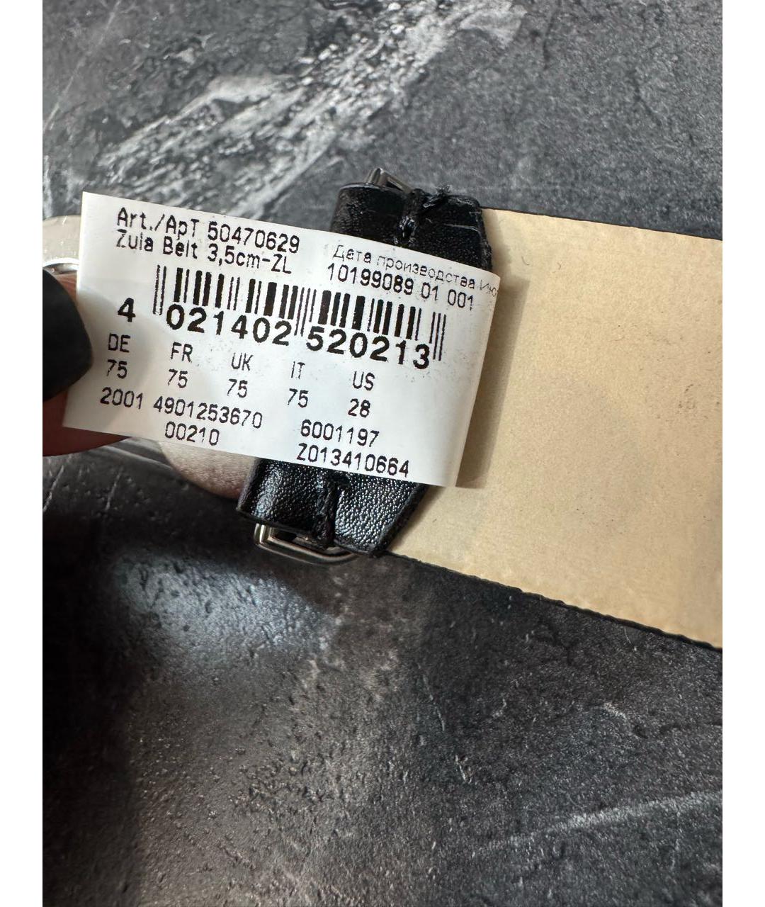 HUGO Черный кожаный ремень, фото 6