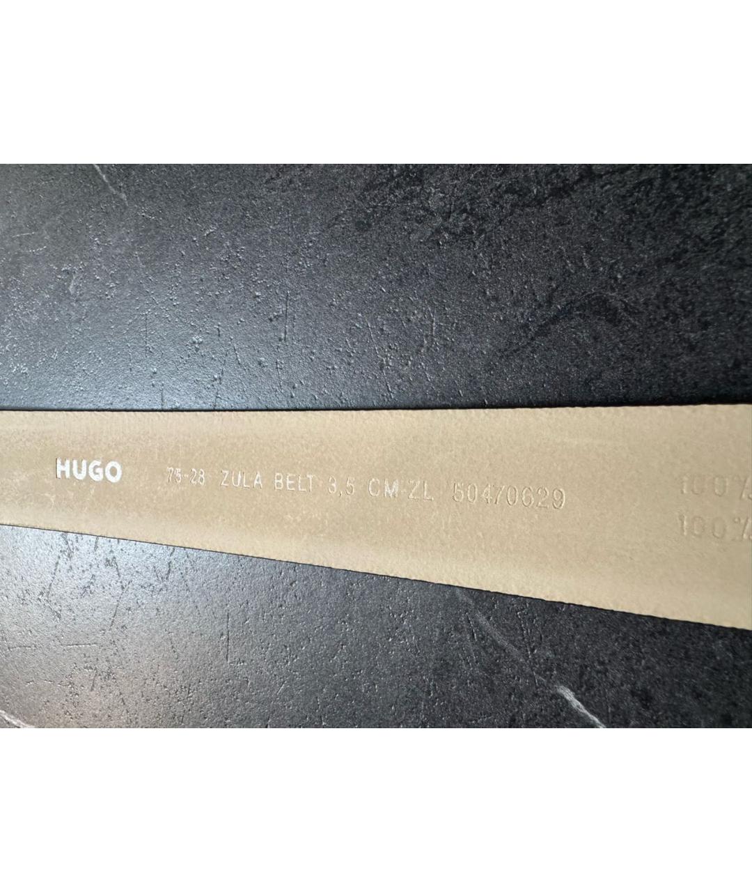 HUGO Черный кожаный ремень, фото 3
