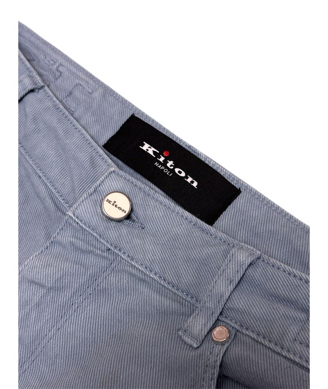 KITON Голубые хлопковые джинсы слим, фото 3