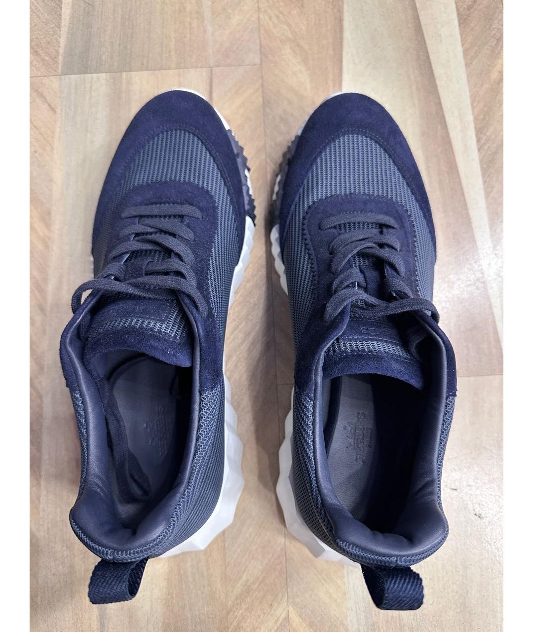 HERMES Темно-синие текстильные низкие кроссовки / кеды, фото 3
