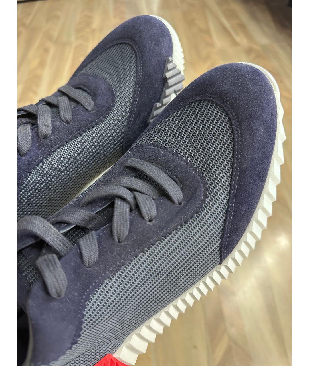 HERMES Темно-синие текстильные низкие кроссовки / кеды, фото 7