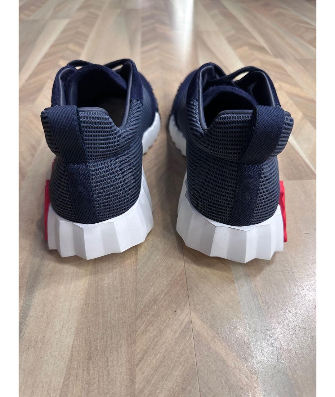 HERMES Темно-синие текстильные низкие кроссовки / кеды, фото 4