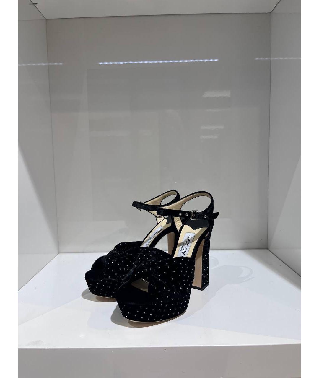 JIMMY CHOO Черные бархатные босоножки, фото 2