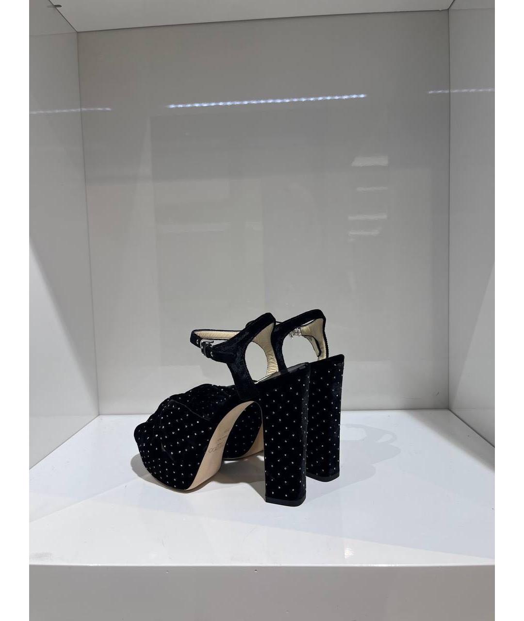 JIMMY CHOO Черные бархатные босоножки, фото 3